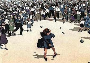 Stoning of Tessie Hutchinson in "The Lottery"